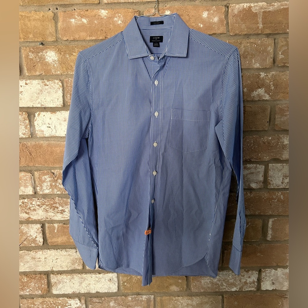 J. Crew Men's Blue Gingham Dress Shirt